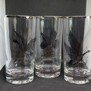 Set of vintage Federal Glass Water Fowl hunting birds highball glasses.